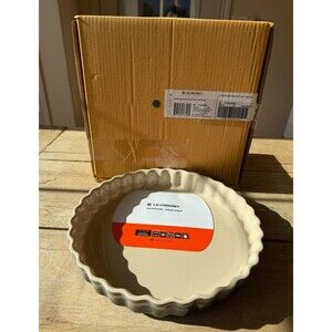 Le Creuset Stoneware Fluted Flan Pie Tarte Baking Dish 11" 2.1L Oyster Flint NEW
